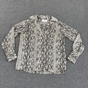 Brochu Walker Blouse Womens XS Brown Animal Print V Neck Long Sleeve Chiffon